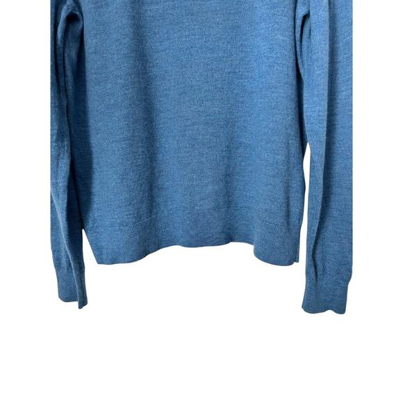 Untuckit Sweater Men's L Blue 1/4 Zip Belguardo w Suede Extrafine Merino Wool - Picture 3 of 12